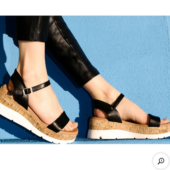 Steve Madden Shoes - Steve Madden Rosalita Stacked Cork Platform Leather Sandals, Black, 8